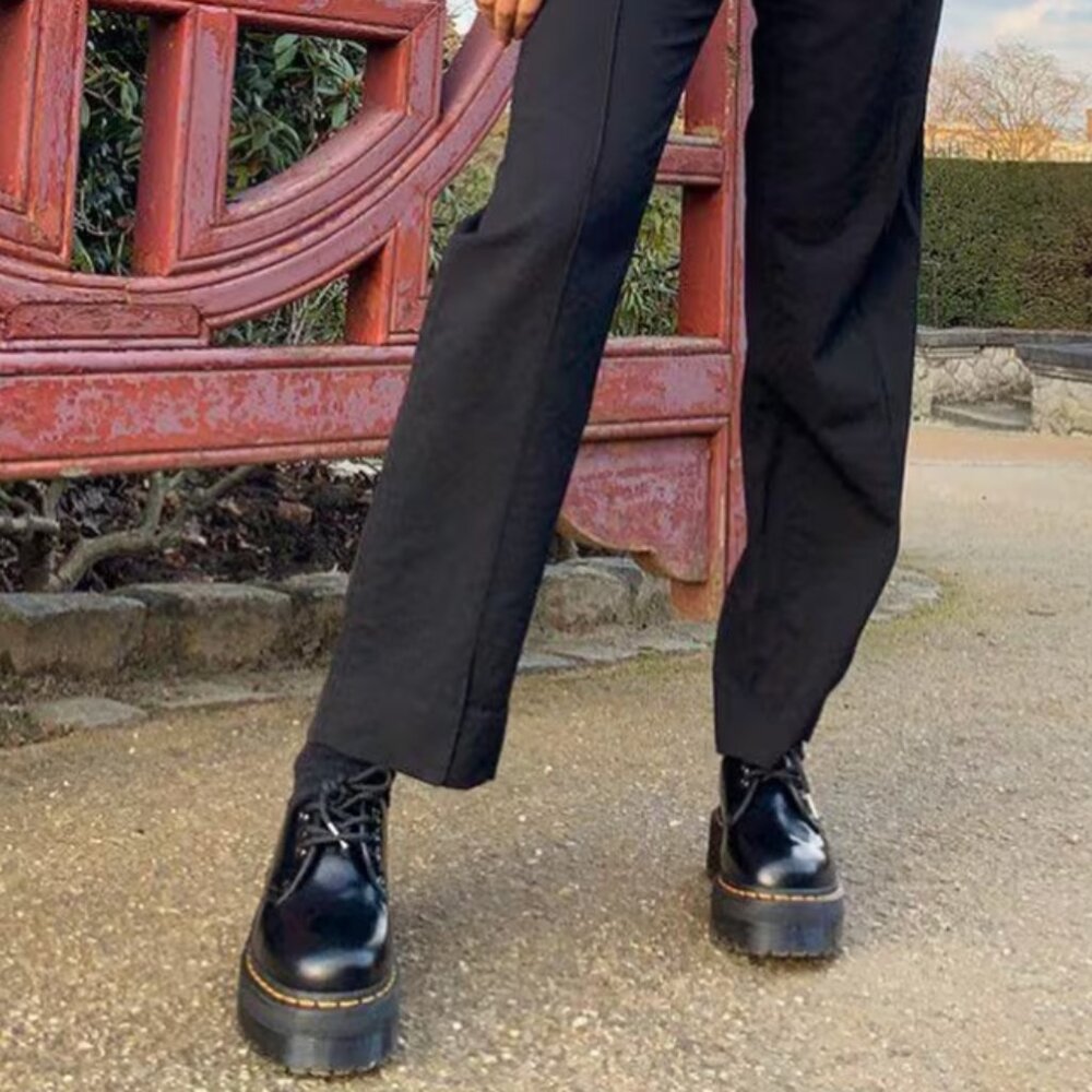 Dr Martens Jarrick Lo Smooth Leather Black Platform Shoes